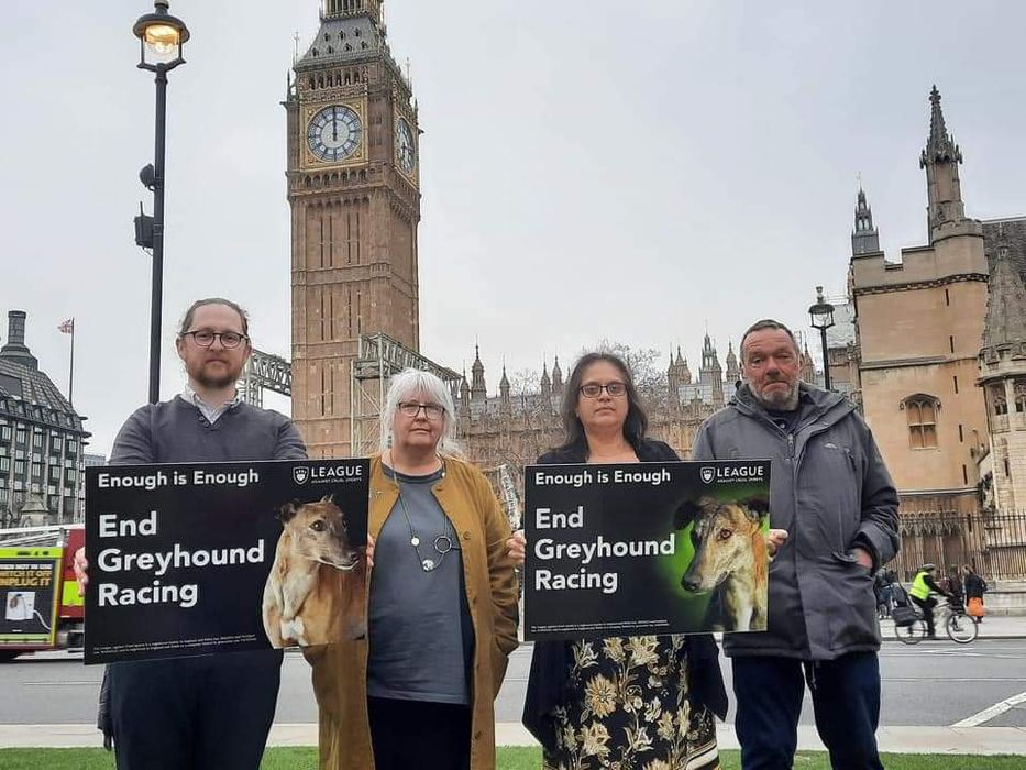 Greyhound racing protesters in Westminster
