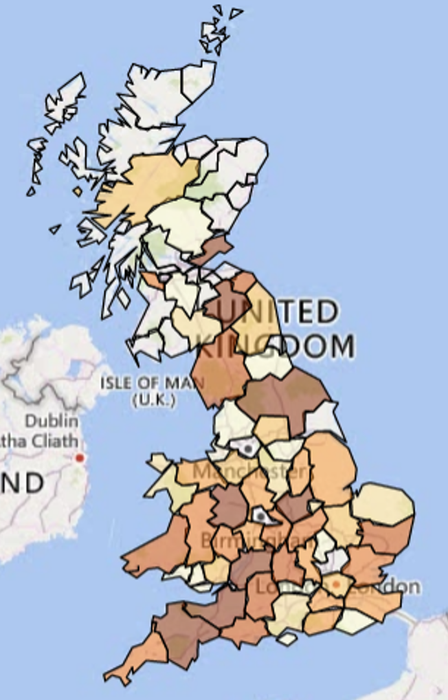 Map of fox hunting reports