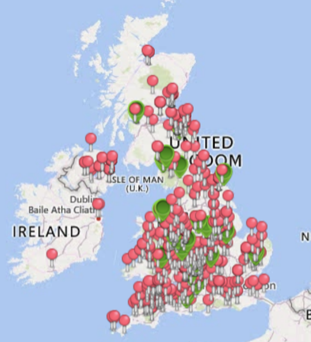 Map of fox hunting reports