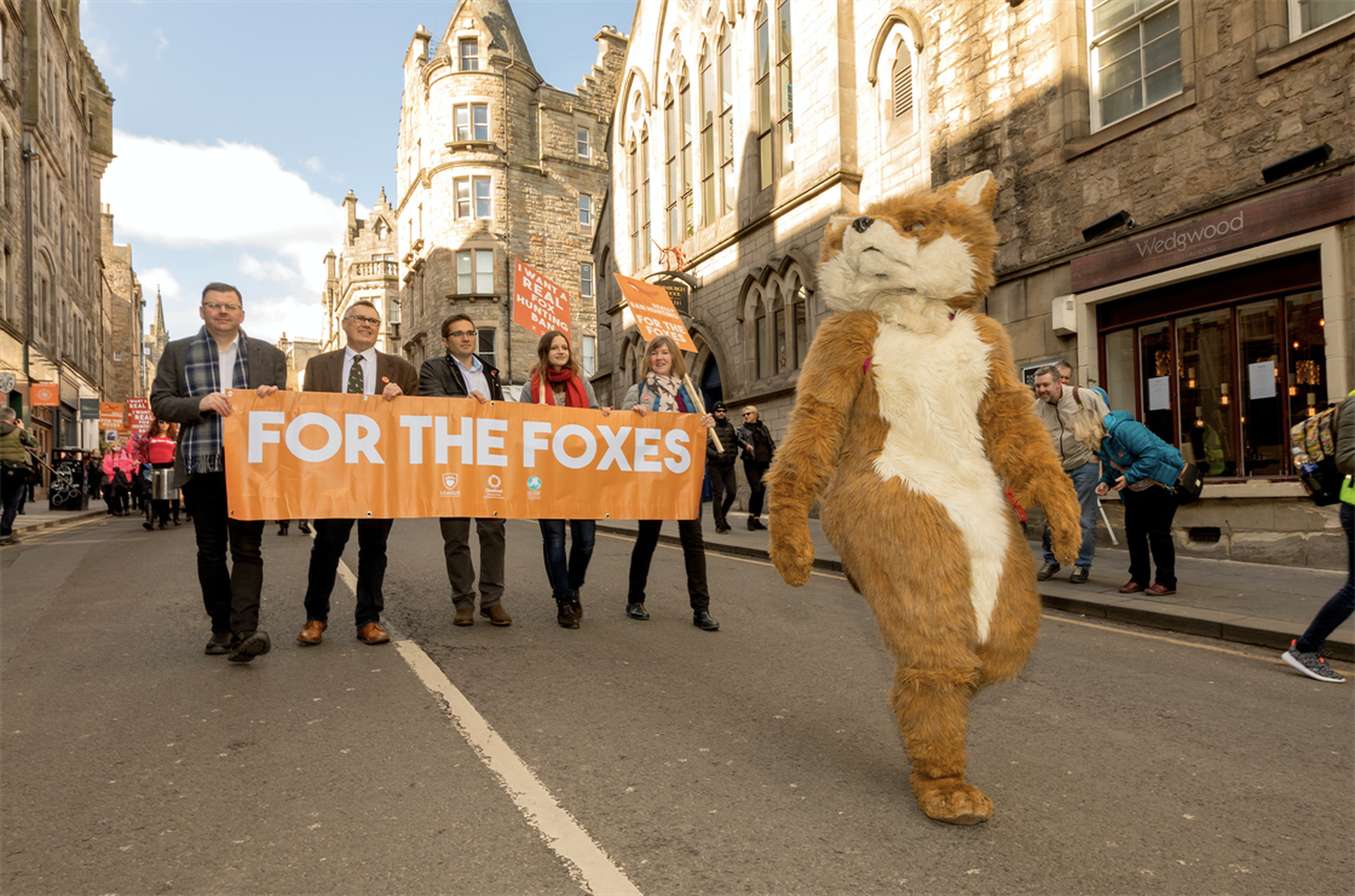 Another image from a protest against fox hunting in Scotland